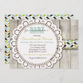 Rustic Green Blue Baby Boy Shower Uitnodiging (Voorkant / Achterkant)