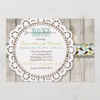 Rustic Green Blue Baby Boy Shower Uitnodiging