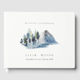 Rustic Green Blue Pine Bossen Mountain Wedding Gastenboek