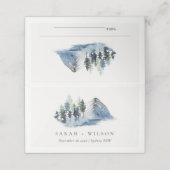 Rustic Green Blue Pine Bossen Mountain Wedding Plaatskaartje (Buitenkant ongevouwen)