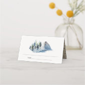 Rustic Green Blue Pine Bossen Mountain Wedding Plaatskaartje (Achterkant)