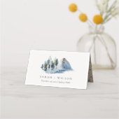 Rustic Green Blue Pine Bossen Mountain Wedding Plaatskaartje (Voorkant)