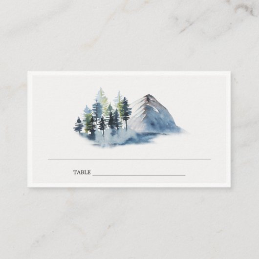 Rustic Green Blue Pine Bossen Mountain Wedding Plaatskaartje (Achterkant)