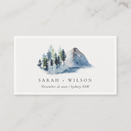 Rustic Green Blue Pine Bossen Mountain Wedding Plaatskaartje