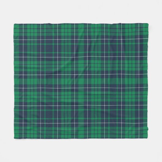Rustic Green Blue Plaid Fleece Deken (Voorkant (Horizontaal))
