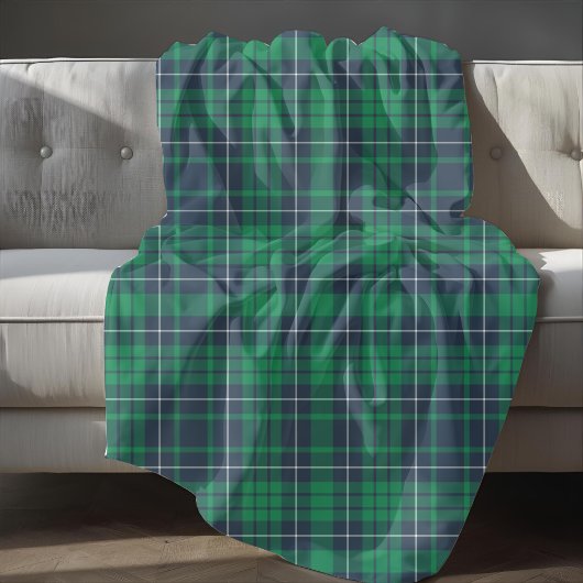 Rustic Green Blue Plaid Fleece Deken