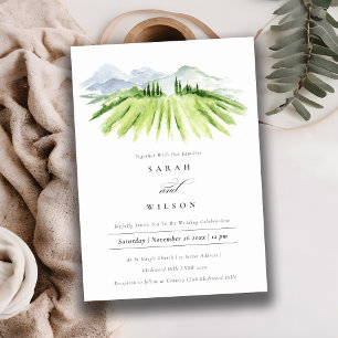 Rustic Green Blue Winery Vineyard Wedding Invite Bedankkaart