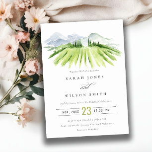 Rustic Green Blue Winery Vineyard Wedding Invite Bedankkaart