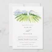 Rustic Green Blue Winery Vineyard Wedding Invite Bedankkaart (Voorkant)
