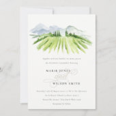 Rustic Green Blue Winery Vineyard Wedding Invite Bedankkaart (Voorkant)