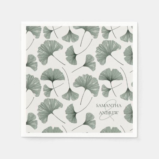 Rustic Green Botanical Pattern Monogram Servet (Voorkant)