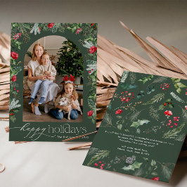 Rustic Green Botanische Boog Prettig Kerstfeest 1 Feestdagenkaart