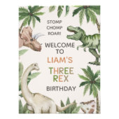 Rustic Green Boys Dinosaur Birthday Welcome Sign Foto Afdruk (Voorkant)