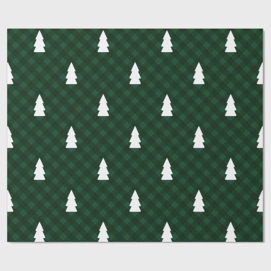 Rustic Green Buffalo Check & White Trees Cadeaupapier (Vlak)