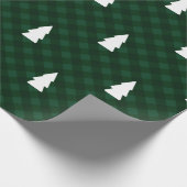 Rustic Green Buffalo Check & White Trees Cadeaupapier (Hoek)