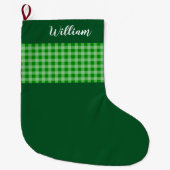 Rustic Green Buffalo Plaid Personalized Grote Kerstsok (Voorkant)
