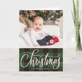 Rustic Green Buffalo Pset Merry-kerstfoto Feestdagen Kaart (Voorkant)