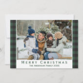 Rustic Green Buffalo Pset Merry-kerstfoto Feestdagenkaart (Voorkant)