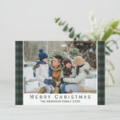 Rustic Green Buffalo Pset Merry-kerstfoto Feestdagenkaart (Staand voorkant)