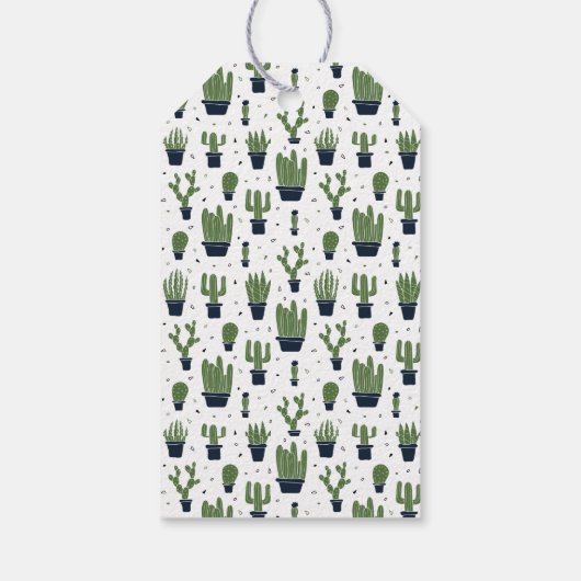 Rustic Green Cactus Desert Pattern Birthday Cadeaulabel (Achterkant)