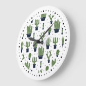 Rustic Green Cactus Desert Pattern Grote Klok (Hoek)