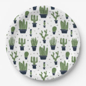 Rustic Green Cactus Desert Pattern Papieren Bordje (Voorkant)