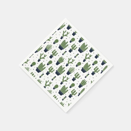 Rustic Green Cactus Desert Pattern Servet (Hoek)