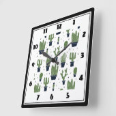 Rustic Green Cactus Desert Pattern Vierkante Klok (Hoek)