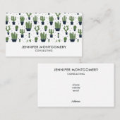 Rustic Green Cactus Desert Pattern Visitekaartje (Voorkant / Achterkant)