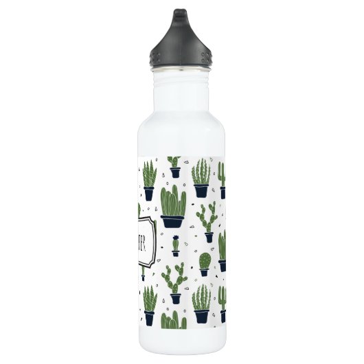 Rustic Green Cactus Desert Pattern Waterfles (Rechts)