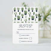 Rustic Green Cactus Pattern Wedding RSVP (Staand voorkant)