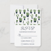 Rustic Green Cactus Pattern Wedding RSVP (Voorkant)