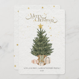 Rustic Green Christmas Tree Holiday Card Feestdagenkaart