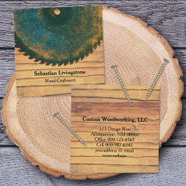 Rustic Green Circular Saw Woodworking Professie Vierkante Visitekaartje