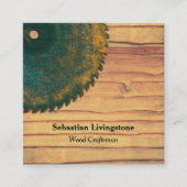 Rustic Green Circular Saw Woodworking Professie Vierkante Visitekaartje (Voorkant)