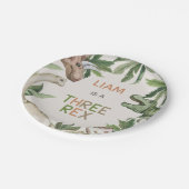 Rustic Green Dinosaur Three Rex 3rd Birthday  Papieren Bordje (Gekanteld)