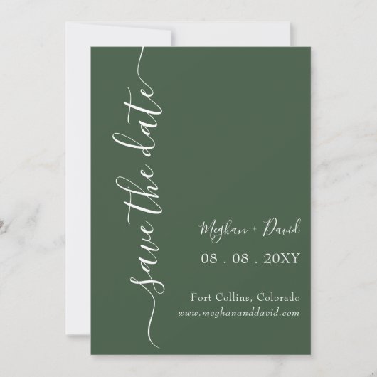 Rustic Green Elegant Modern sparen de Datum Save The Date (Voorkant)
