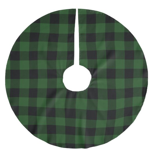 Rustic Green en Black Buffalo Check Plaid Kerstboom Rok (Voorkant)