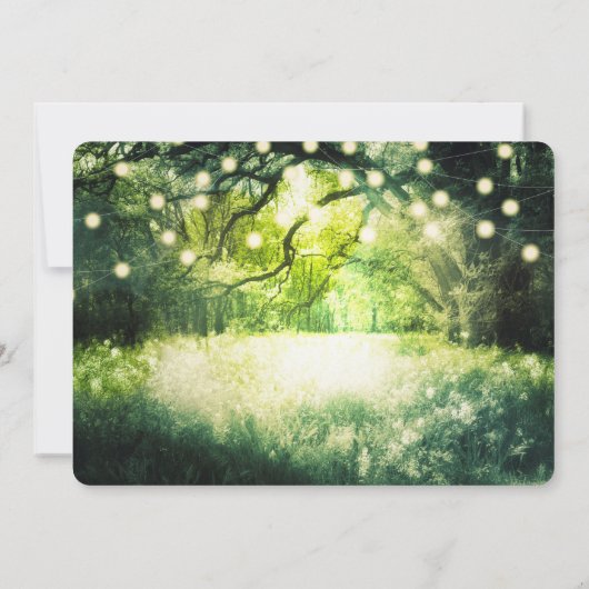 Rustic Green Enchanted Forest Lights Sweet 16 Kaart (Achterkant)