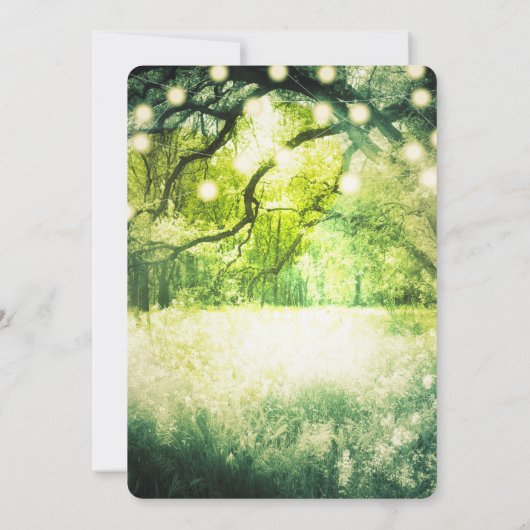 Rustic Green Enchanted Forest Lights Sweet 16 Kaart (Achterkant)