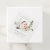 Rustic Green Eucalyptus Fern Foliage Foto Baptisme Bedankjes Labels (In situ)