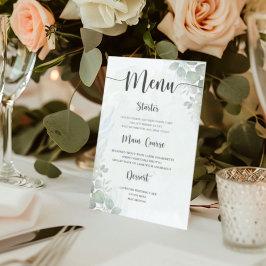 Rustic Green Eucalyptus Wedding Menu