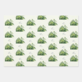 Rustic Green Evergreen Forest Nature Inpakpapier Vel