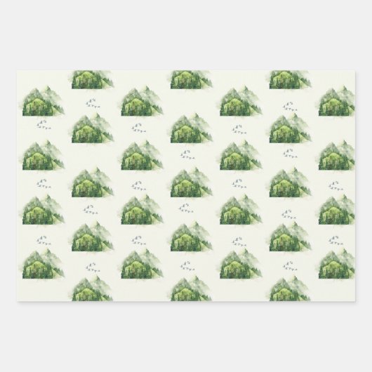 Rustic Green Evergreen Forest Nature Inpakpapier Vel (Voorkant)