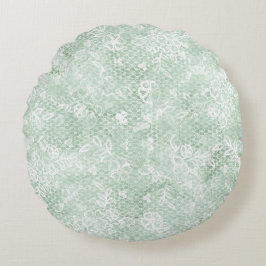 Rustic Green Faux Lace  Rond Kussen