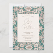 Rustic Green Faux Lace Wedding Invitations Kaart (Voorkant)