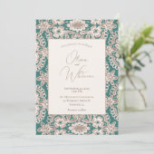 Rustic Green Faux Lace Wedding Invitations Kaart (Staand voorkant)