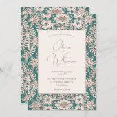 Rustic Green Faux Lace Wedding Invitations Kaart (Voorkant / Achterkant)