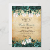 Rustic  Green Floral Butterfly Sweet 16 Kaart (Voorkant)