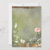 Rustic Green Floral Gold Script Wedding Kaart (Achterkant)